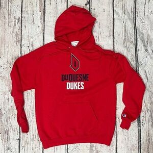 Duquesne Dukes Champion Collegiate Red Hoodie NCAA Sports Pullover Sweatshirt